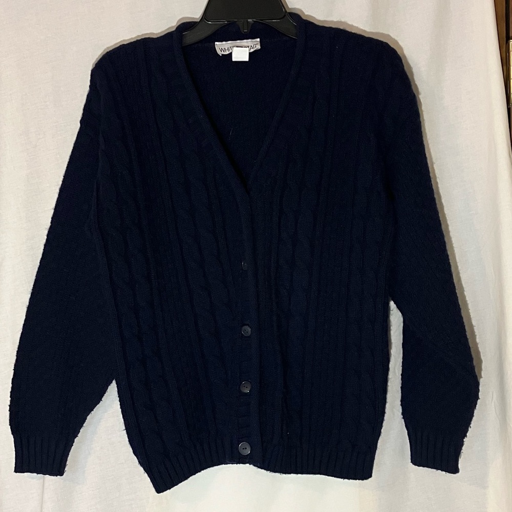 Navy Blue Cable Knit Cardigan